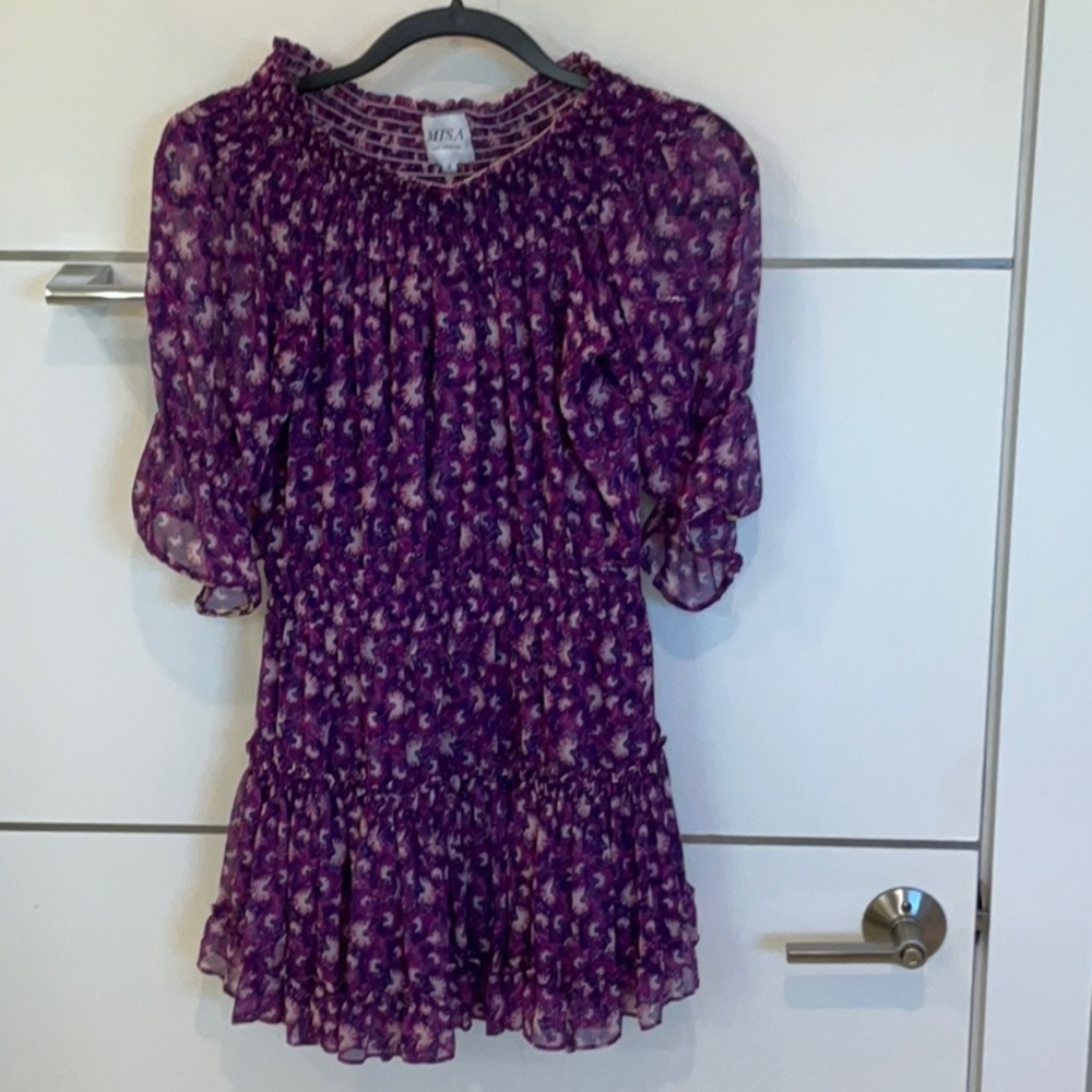 Misa Los Angeles Purple Floral Mini Dress